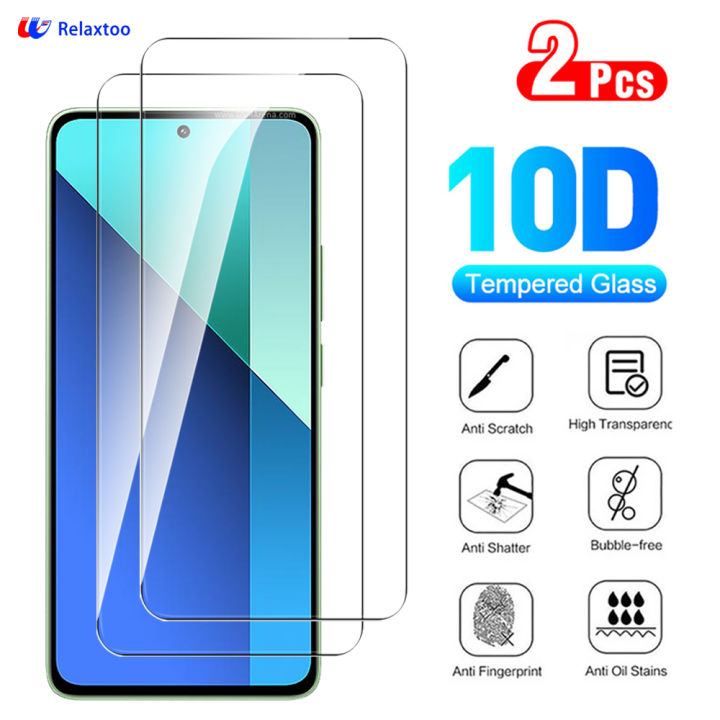 Relaxtoo For Xiaomi Redmi Note 13 4G 2Pcs HD Front Screen Protector Glass For Redmi Note13 4G Full Cover Tempered Glass Impact Resistance