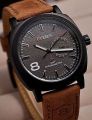 Brown Strap Analog Leather Watch For Men / Stylish Unique Mens Styles Watches For Boys. 