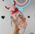 Sipper Bottle For Kids 600ml with Straws Strap & Strickers BPA Free Leakproof Children Sippers Plastic Water Bottles For Kid/Girl/Boy. 