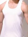 Famer® Knitwear White Fine Rib Vest For Men. 