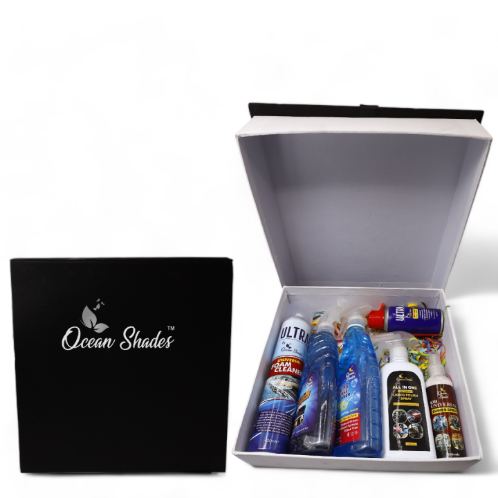 COMPLETE CAR KIT IN A RIGID BLACK BOX 6-IN-1 VEHICLE CARE KIT GIFT: PERFECT FOR CAR AND BIKE LOVERS