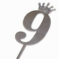 Numbers 0-9 Paper Cardboard With Crown Cake Topper Gold & Silver 8" Inch Cardboard Cupcake Toppers For Birthday Party, Weddings Anniversary, 1st First Birthday, Kids Birth Day, Age Year Cake Topper Party Supplies. 