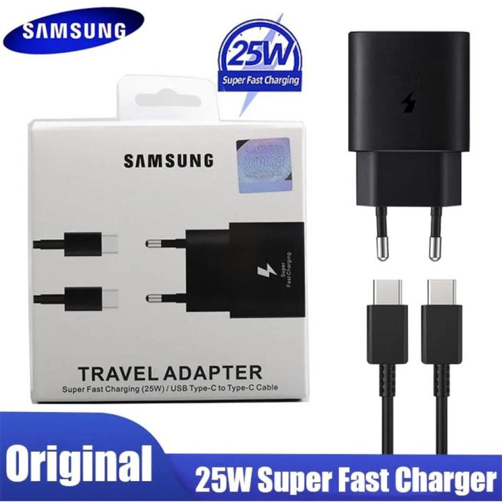 Original Samsung 25W Usb Type C Super Fast Charger Pd Wall Power Adapter S22 S21 A53 A73 A33 A13 A52 A72 Z Fold 3 Cargador