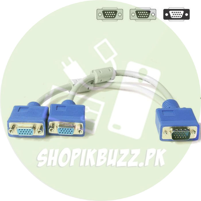 VGA Splitter Cable 1 Computer to Dual 2 Monitor Adapter Y Splitter VGA Cable Male to Female  |   Circuit Town