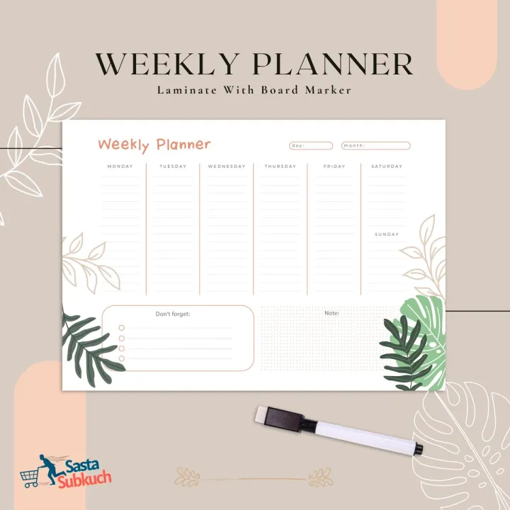 "Weekly%20Planner%20A4%20Size%20Laminated%20-%20Planner%20Notebook%20&%20Journal%20-%20Ideal%20for%20Students,%20Professionals,%20and%20Girls%20-%20Plan%20Your%20Week%20with%20Our%20Planner%20Diary%20&%20Notepad"%20-%20Image%2010