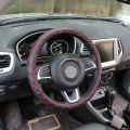 Leather Car Steering Wheel Cover Black with Red Line Confortable For During Driving Car - High Quality Product By QS. 