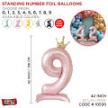 Standing Number Foil Balloon Collection Large Size No. 0 1 2 3 4 5 6 7 8 9 Balloons Metallic Foil Crown Balloon Latex Balloons Biggest Aluminum Hanging Foil, Age Balon Date Of Birth Foil Baloon For Birthday Party Decoration Happy Anniversary New Year Set. 