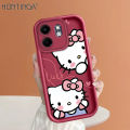Hontinga for Infinix Smart 9 Hot 50i Back Cover Cute Shy Hello Kitty Pattern Ladder Soft Camera Protection Rubber Phone Case for Girls. 