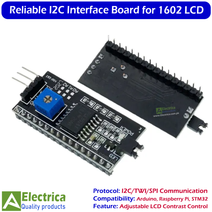 IIC%20I2C%20TWI%20SPI%20Serial%20Interface%20PCF8574T%20Converter%20Adapter%20Board%20Module%20for%201602%20LCD%20Display%20%E2%80%93%20Reliable%20Solder-Free%20Connection%20by%20Electrica%20-%20Image%202