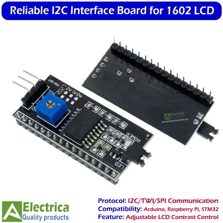 IIC%20I2C%20TWI%20SPI%20Serial%20Interface%20PCF8574T%20Converter%20Adapter%20Board%20Module%20for%201602%20LCD%20Display%20%E2%80%93%20Reliable%20Solder-Free%20Connection%20by%20Electrica%20-%20Image%202