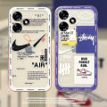 New Phone Case For Infinix Hot 40 Pro Free Fire 4G Cover Soft Silicone Fashionable Shockproof Transparent Comfortable White and Blue Hooks For Infinix Hot 40 Pro Free Fire Case. 