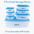 BPA-Free Stackable Plastic Food Storage Boxes, 7-Piece Thumb Lock Lunch Containers for Kitchen, Travel, Office Use. 