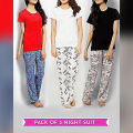Pack of 3 Ladies Printed pajama and simple tshirt (Ayesha Gul collection). 