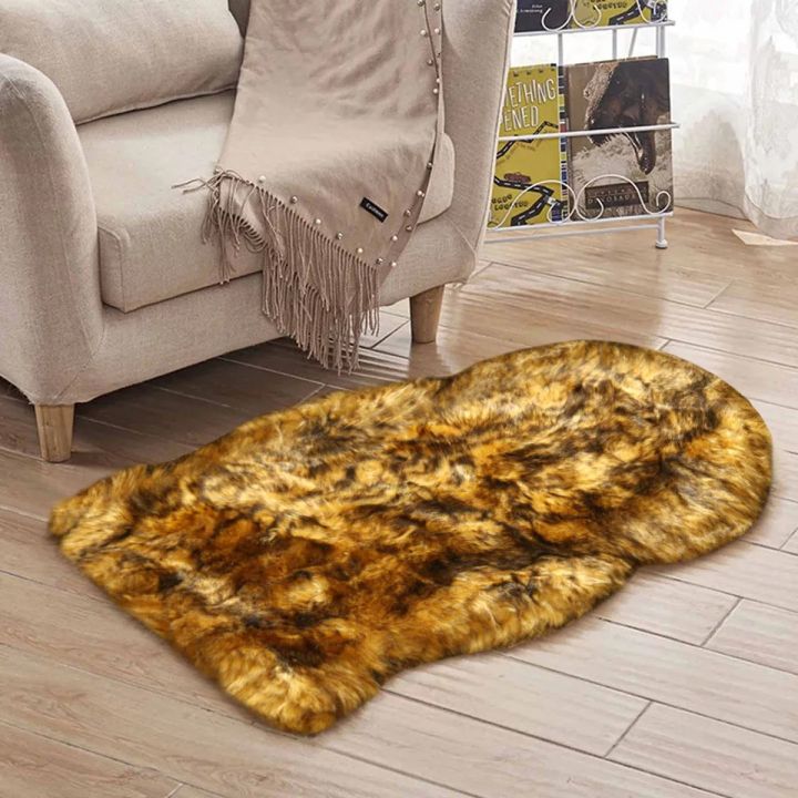 Faux Sheepskin Rug Exotic Tiger Sheep Foot Door Mat Rug 2ft x 3ft