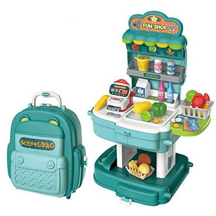 2 in 1 School Bag Shopkeeper Set for Kids Kitchen Supermarket Play Set Toy for Girls Pretend Play  FOR GIFT