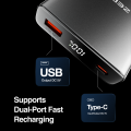 Zero® Voltix V-100 Power Bank 10000mAh 22.5W Fast Charging PowerBank | QC 3.0 Powerbank | USB-C Input/Output Powerbank  | Built-in Cable Powerbank | Aluminum Body Powerbank | Portable Powerbank  | Fast Charge Power Bank for Android & IOS. 