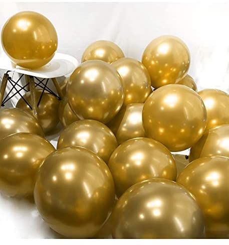 GOLDEN METALLIC CHROME BALLOONS PACK ( PACK OF 10 GOLDEN BALLOONS )