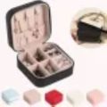 SHERICE Leather Jewellery Organizer Box with Zipper | Ear Rings & Necklace_Bracelets Holder | Small Jewelry Box Vanity Hanger Stand Velvet. 