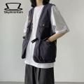 Men Waistcoat with Multiple Pockets Men's Summer Sleeveless Multi-pocket Vest Coat with Zipper Button Closure Casual Streetwear Jacket for Outdoor Activities Unisex Sports Vest. 