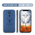 UCUC for Xiaomi Redmi Note 9 Case Flower Deer Head Doodle Cover Thin Soft Luxury Square Liquid Silicone Phone Case. 