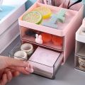 Small Rabbit Desk Organizer With 2 Drawer, Office Desktop Storage Box, Business Card/Pen/Pencil/Mobile Phone/Stationery Holder Storage Box, Makeup Organizer for Office School Home - Makeup storage organizer. 
