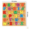 Wooden ABC Puzzle set with Shapes for kids - Learning Educational Toy - 3D Alphabet Board Puzzle. 