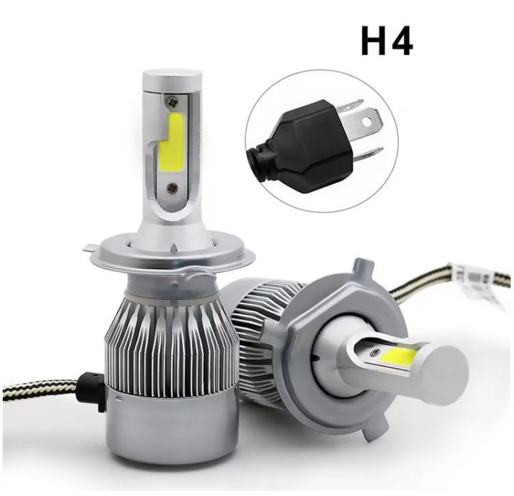 New C6 Led Headlight Bulbs For Car And Bike H4 - Pack of 2