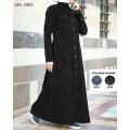 Black Denim Four Pockets Officer Abaya. 