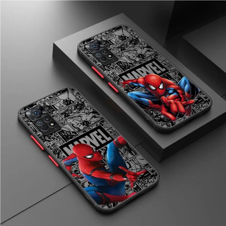 Marvel Spiderman Phone Case for Xiaomi Redmi Note 11 Pro 8 Pro 7 8T 10 Pro 10S 12 9S 9 11S 12S 11T 12 Pro Funda Luxury Cover