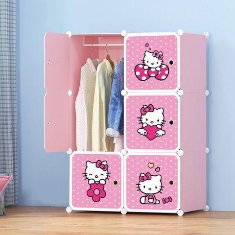 HELLO%20KITTY%206%20Cubic%20DIY%20(Nylone)%20Plastic%20Baby%20Clothes%20Cabinet%20Space%20Saver%20Organizer%20/%20Baby%20cupboard%20and%20Baby%20Hanging%20Wardrobe%20-%206%20Cubes%20Storage%20Cabinet%20&%20Wardrobe%20For%20Kids%20With%20Hanging%20Rod%20-%20Image%202