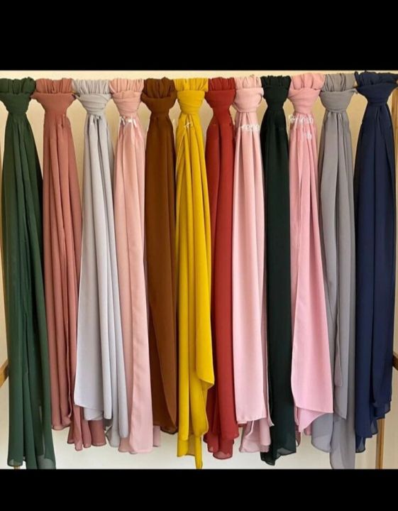 Chiffon Georgette  Hijab Scarf for girls Easy to wear Double Loop Plain Chiffon Georgette  Hijab Stoller Scarf- Multicolour Dupattas for girls and women