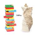 Wood Blocks Jenga Toys New 54pcs/pack Wooden Tower Wood Building Blocks Toy Domino Stacker Educational Game Gift. 