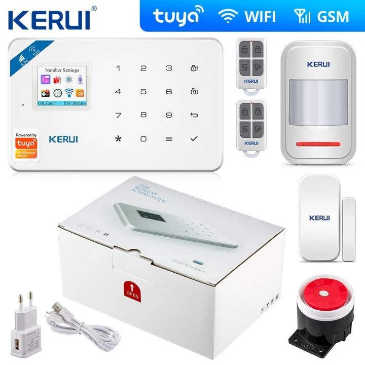 W181 Tuya App Wireless Scheduled Setting Promptly Notify Home Security Alarm System With Motion Detector Alarm System Wifi Home Security Wireless Fire Burglar Tuya Alarm System for House Anti-theft, gs m & wifi alarm system