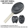 Car Key Case with Uncut Blade Replacement For BMW Mini Cooper Land Rover Key Replacement Case. 