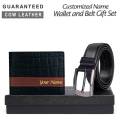 Customized Name Genuine Leather Wallet and Belt Gift Set. 
