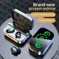 YD03 TWS Bluetooth 5.3 Earbuds HIFI Music Smart Touch Control LED Display Wireless Earphone with Charging Box-Black. 