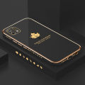 Hontinga for OPPO A16K A16E Back Cover Luxury 6D Plating Maple Leaf Side Pattern Case Soft Silicone Square Phone Cases. 