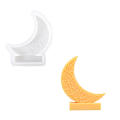 3D Moon Candle Mold Eid Mubarak Non-Stick Silicone Moon Gypsum Mould Resin Crescent Mold for Holiday Decor Event Cultural. 
