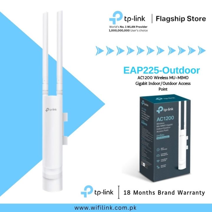 TP-Link Access Point Gigabit EAP225-Outdoor AC1200 Wireless MU-MIMO Gigabit Indoor/Outdoor Access Point - 18 Months Brand Warranty