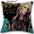 kesha Pillowcase Custom Cotton Linen Square Decorative Pillow Cases Cover Zippered 45x45cm one side. 