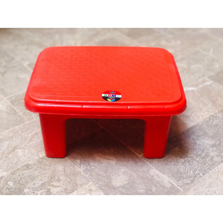 Askari Trader Stool Plastic - Bath Stool - Multi Purpose Plastic Stool Chowki - Sitting Stool - Baby Stool Table Length 13” Width 10” Height 8” Random Colors