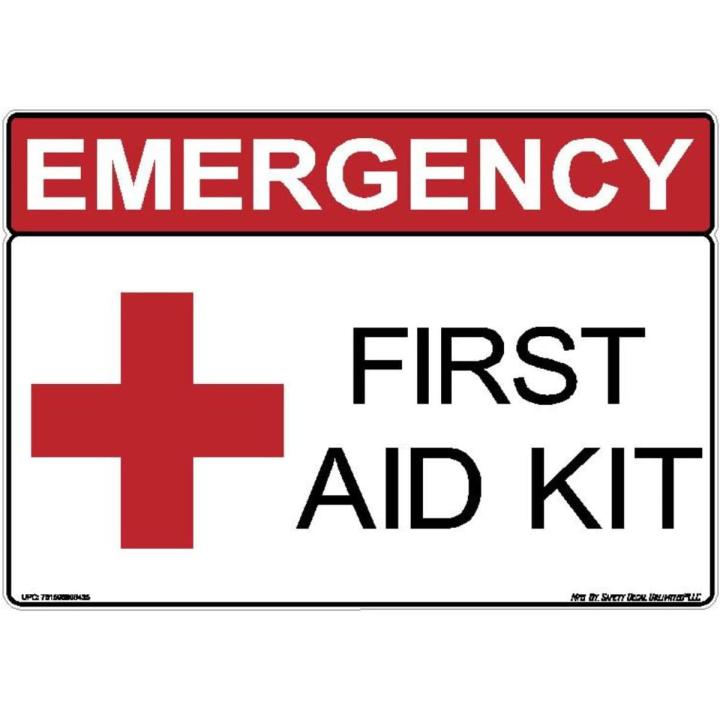 Safety Decal Red Black Rectangle Emergency First Aid Kit Cabinet Box Label Decal Sticker Red Black Sign 3.5" x 5" inch