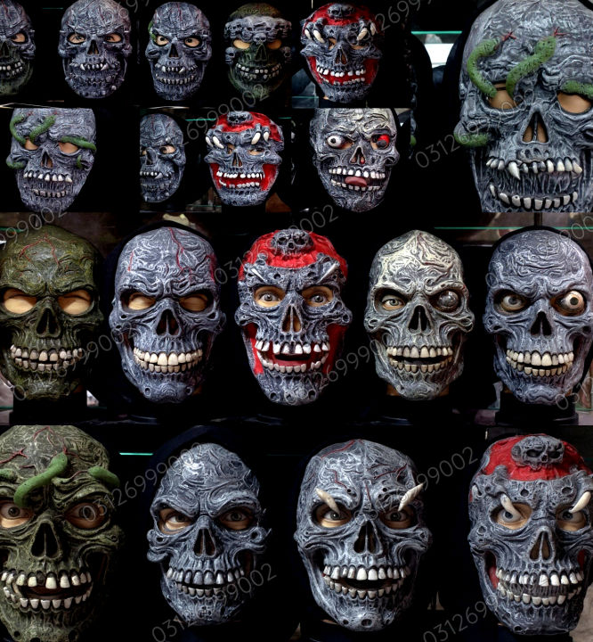 Horror Mask for Kids & Adults - Realistic Scary Skeleton Rubber Mask ...