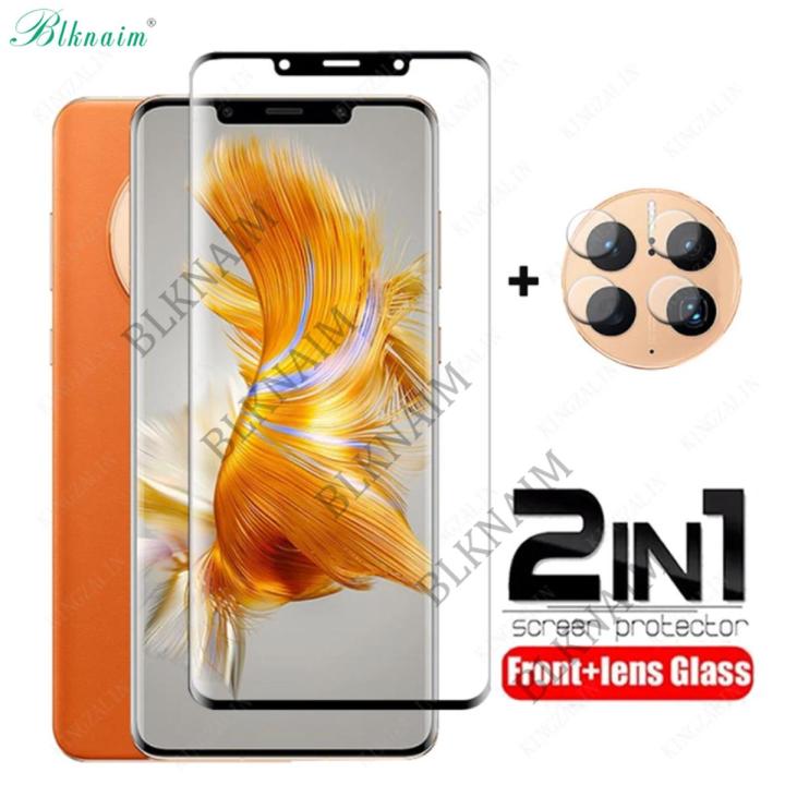 BLKNAIM 2IN1 Tempered Glass for Huawei Mate 50 pro Screen Protector Full Glue Coverage Protective Glass for Huawei Mate 50pro LENS Glass