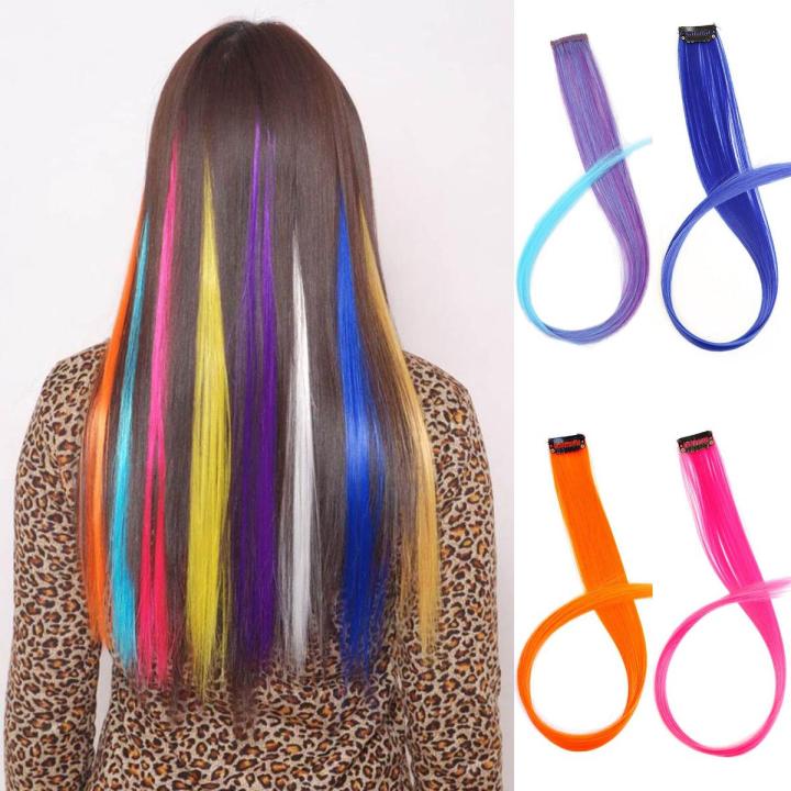Pack of 5 colorful hair strips for girls -mix color strip