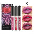 3Pcs/set Halloween Diamond Glitter Lip Gloss Kit Waterproof Glitter Liquid Black Lipstick Shimmer Lip Tint. 