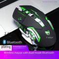 Rechargeable Gaming Mouse 6 Button RGB Lights Mouse - Wired & Wireless Rechargeable Gaming Mouse With 7 Breathing RGB Lights - 2 Side Button & DPI Button - For Professional Gaming On PC / Laptop - White & Black. 