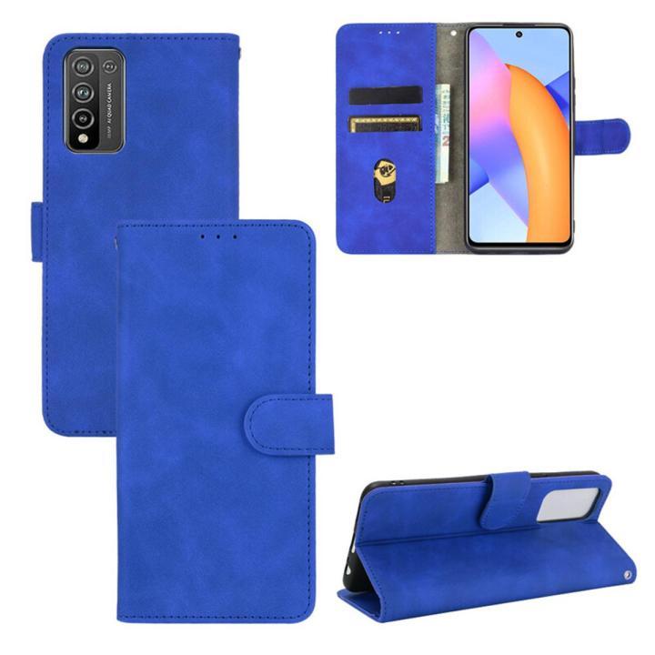 lthmy for Honor 10X Lite Case Solid Color Leather Flip Cover Wallet Card Slots Casing Anti Falling Protect Cellphone Shell with Holder