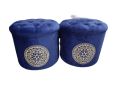 Wooden Ottoman puffy stool pair (Round shape) (Pack of 2). 