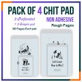 Memo Pad- Simple Non Adhesive Chit Pad- Rough Pad- Quick Notes For Office Use- Doodle And Ideas- Different Sizes- Pack Of 4Pcs. 